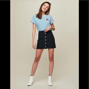 Miss Selfridge striped lip print top